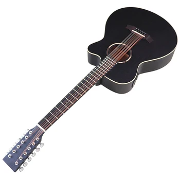 12-струнная электроакустическая гитара Sapele Body Черного цвета матовая 12-струнная народная гитара с эквалайзером