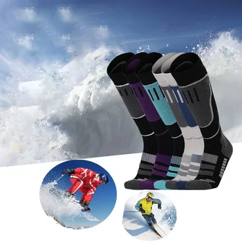 Зимние носки с подогревом, мужские Женские Лыжные носки, носки для пеших прогулок, сноубординга, скалолазания, спортивные носки, впитывающие влагу, Высокоэластичные термоноски