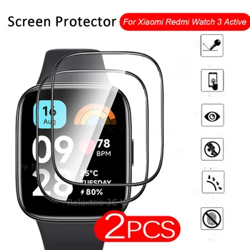 2шт Мягкое Защитное Стекло Для Xiaomi Redmi Watch 3 Active 9D Изогнутый Протектор Экрана Глобальная Версия Watch3Active Smartwatch Film
