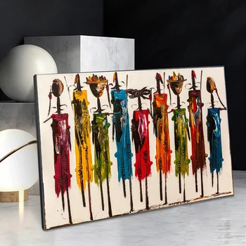 Современная абстрактная Африканская женщина, картина маслом на холсте, Портретные картины, плакаты и принты, настенное искусство для домашнего декора гостиной