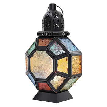Ретро-железный подсвечник, переносной Марокканский подсвечник из витражного стекла, подвесной светильник, фонарь с лошадиным светом и ветром, декор для дома