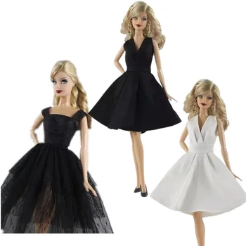 Белое Черное модное вечернее платье для куклы Барби Одежда Наряды Танцевальный костюм Бальное вечернее платье 1/6 Аксессуары для кукол Детские игрушки