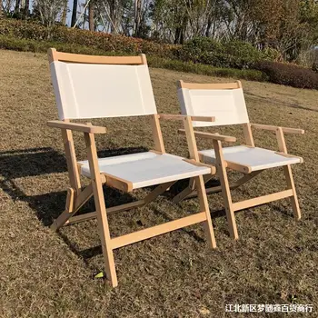 Открытое Пляжное Складное Кресло С Откидной Спинкой Из Дерева