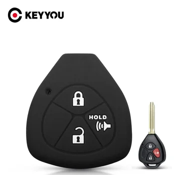 Силиконовый чехол для ключей от автомобиля KEYYOU с 3 кнопками для Toyota YARIS AURIS Sienna 2005 2006 2007 2008 2009 2010, чехол для дистанционного брелока