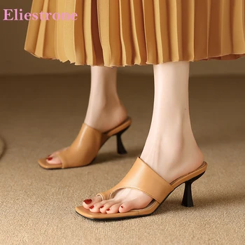 2023 Новые Летние повседневные женские тапочки черного абрикосового цвета с квадратным носком на высоком каблуке 3 дюйма, женские туфли большого маленького размера 12 32 43 45 48