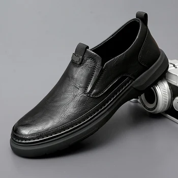 мужская кожаная обувь для мужчин, минималистичные лоферы, мужские слипоны ручной работы, модные черные туфли-лодочки, мужские мокасины, Обувь