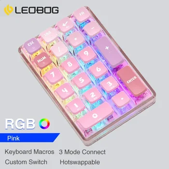 Leobog K21 Bluetooth Цифровая панель Механическая цифровая клавиатура 21 Клавиша Прозрачная Игровая клавиатура Photoshop Accounting Numpad