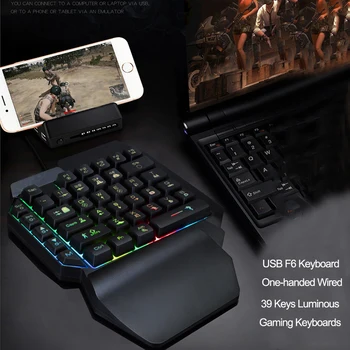Новая проводная клавиатура USB 39 клавиш F6, красочная эргономика RGB, игровая клавиатура для геймера, планшетный ПК, ноутбук