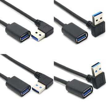 Удлинительный кабель USB 3.0 Кабель-переходник для мужчин и женщин Синхронизация данных Удлинительный кабель USB 3.0 под углом 90 градусов вправо / влево Вверх/ вниз