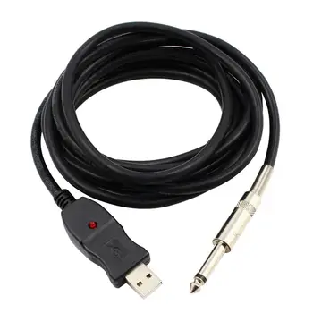 USB-кабель для гитары с разъемом USB-интерфейса от штекера 1/4 дюйма 6,35 мм