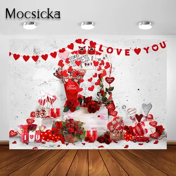 Mocsicka Портреты на День Святого Валентина Фон для Фотостудии Фотофон на День Святого Валентина для фотосъемки The Kissing Booth