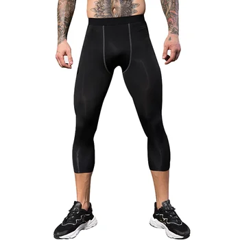 Мужские колготки для бега, брюки-капри, компрессионное белье, Быстросохнущие спортивные леггинсы длиной 3/4, брюки для бега, фитнеса, спортзала