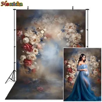 Абстрактный цветочный фон для фотосъемки, темно-синие Цветы, декор для свадьбы, Дня Рождения, Реквизит для фотосессии беременных и детей