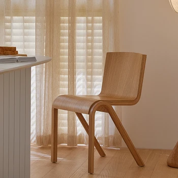 Обеденный стул Скандинавский Современный Минималистичный Стул из массива Дерева Дизайнерский Бесшумный Стул для гостиной