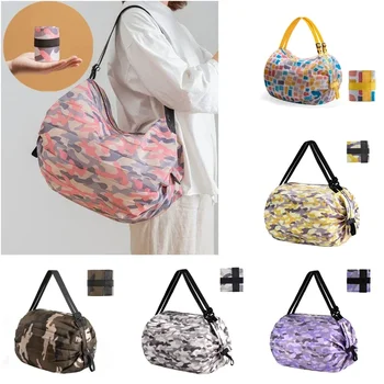 Новая большая складная хозяйственная сумка многоразового использования, портативная сумка на одно плечо для путешествий, модные карманные сумки для продуктов