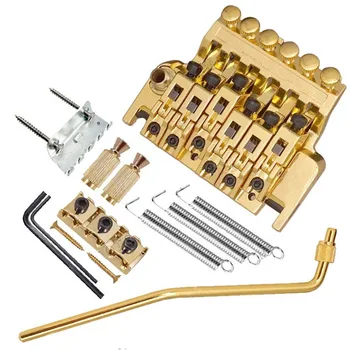 Комплект золотых бриджей для электрогитары с двойным замком, система аксессуаров для тремоло, Запчасти