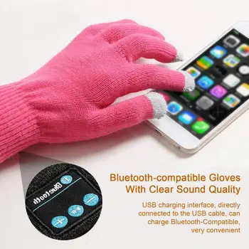 1 пара теплых перчаток, совместимых с Bluetooth, зимние перчатки с сенсорным экраном, чистый звук, велосипедные перчатки для музыкального вызова