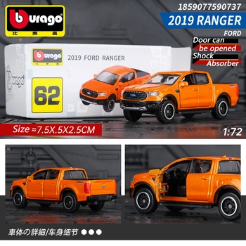 Bburago 1/64 2019 FORD RANGER Коллекция моделей легкосплавных автомобилей для энтузиастов, Игрушки, Отлитая под давлением копия автомобиля для мальчиков, подарки на день рождения