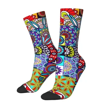 Мужские носки для экипажа с геометрическим цветочным рисунком в африканском этническом стиле, унисекс, крутые носки с 3D-принтом в стиле Анкара