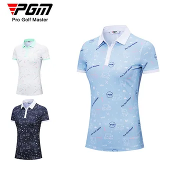 Женская одежда для гольфа PGM, футболка с коротким рукавом, спортивная дышащая ткань с дырочками, женский элегантный шикарный блейзер с цифровой печатью, топ