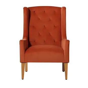 Акцентное кресло с бархатной обивкой LOVSPATIO, удобное кресло с откидной спинкой и деревянными ножками, современное туалетное кресло для гостиной, спальни