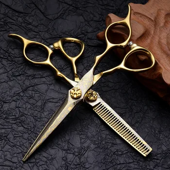 6-дюймовые ножницы для стрижки Gold 440C, профессиональные для стрижки челки с плоскими зубьями, набор для тонкой стрижки волос