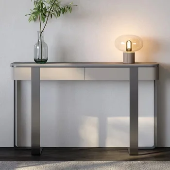 Доступный по цене Консольный столик из каменной плиты в роскошном стиле, настенный дизайнерский шкаф для входной консоли, вид сбоку, входной шкафчик