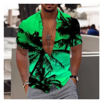 2023 Гавайские Тропические Рубашки Для мужчин, 3d Пляжный Отдых, Летние Топы большого размера с коротким рукавом, Футболка, Мужская блузка с цветочным рисунком, 6xl Camisa