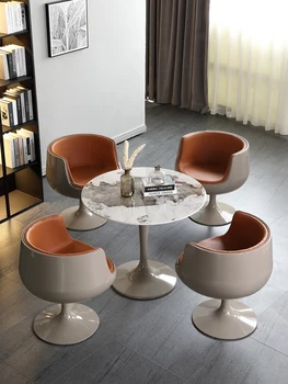 Сочетание каменного стола и стула круглый мраморный креативный современный стол для проведения совещаний, переговоров, приема гостей