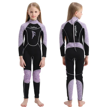 Гидрокостюм из неопрена 3,5 мм для девочек с флисовыми подкладками с длинным рукавом, детский костюм для серфинга и дайвинга, сохраняющий тепло, купальник для фридайвинга с аквалангом для мальчиков