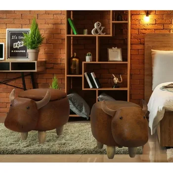 15 дюймов. Высота сиденья Коричневая оттоманка в форме коровы - мебель для детской, спальни, игровой комнаты и гостиной
