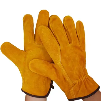 Огнестойкие прочные перчатки сварщика из желтой коровьей кожи, защитные перчатки для сварки металлических ручных инструментов