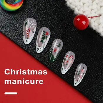 Накладные ногти с принтом в виде звезд, Рождественские накладные ногти, Праздничные Рождественские накладные ногти, миндальная снежинка, елка, конфетный принт в виде звезд для женщин