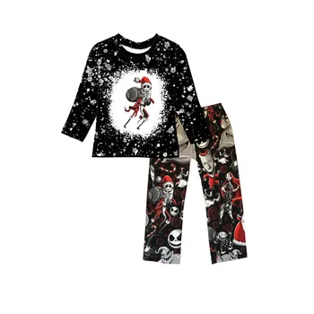 Рождественский горячий новый дизайн одежда для мальчиков Брюки с длинным рукавом костюм в канун Рождества ткань молочный шелк материал