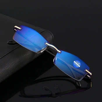 Бескаркасные квадратные очки для чтения для мужчин Женские Компьютерные очки с защитой от синего света, очки для чтения при дальнозоркости, Пресбиопии, очки для чтения для женщин