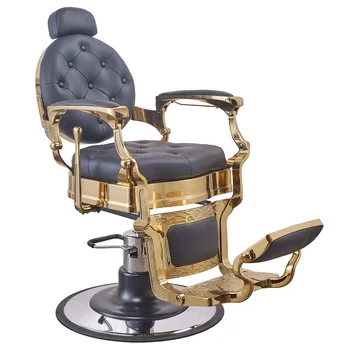 Оптовая цена Yapin роскошная алюминиевая рама винтажная золотая мебель для парикмахерского салона парикмахерское кресло для мужчин