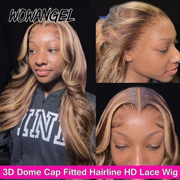 Wow Angel 13X6 HD Кружевные фронтальные парики из человеческих волос 250% Выделяют Объемные волнистые парики, полностью кружевные парики Расплавляют кожу, парики цвета Омбре