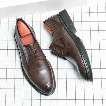 Дизайнерская брендовая мужская обувь из натуральной кожи, устойчивая к скольжению обувь на шнуровке, мужская официальная обувь, Офисная деловая обувь, удобная
