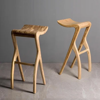 Водонепроницаемый барный стул Минималистичная подставка для ног в японском стиле Дизайнерское кресло для столовой Стул для макияжа Кухонная Мебель