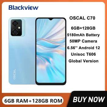 Blackview Oscal C70 Ультратонкий Смартфон Восьмиядерный 6 ГБ + 128 ГБ 6,6-дюймовый HD-экран 50-Мегапиксельная Камера 5180 мАч Быстрая Зарядка Android 12 Телефон