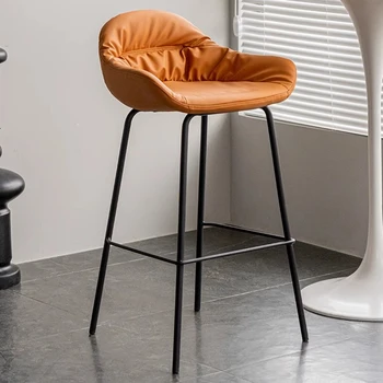 Оранжевое Барное кресло Со спинкой, Промышленная Кухня в Японском стиле, Роскошное кресло с откидной спинкой, Водонепроницаемая Натуральная мебель Sgabello