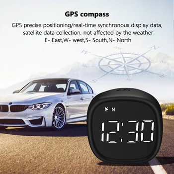 M30 GPS HUD Head Up Дисплей, Цифровой спидометр Hud с сигнализацией превышения скорости, Компас, Напоминание об усталости при вождении для всех автомобилей