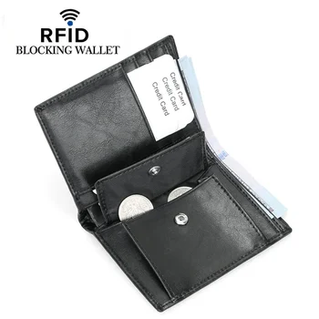 Мужской кошелек RFID, Держатель для карт из синтетической кожи, Короткие Кошельки, Двойной дизайн, Маленький кошелек, Сумка для денег, Карман для монет, Высокое Качество