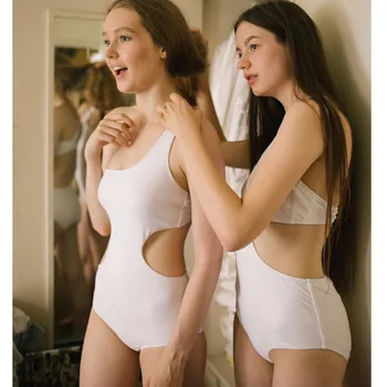Цельный купальник с высокой талией, Монокини, 2022 Новые однотонные купальники, женский сексуальный купальник с вырезом на одно плечо, купальный костюм для девочек