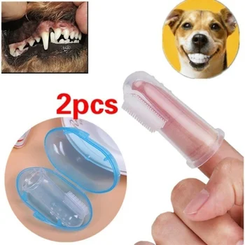 2 шт Мягкая силиконовая зубная щетка для домашних животных, щетка для плюшевых собак, очищающая неприятный запах изо рта, Уход за зубами, Собака, кошка, средства для чистки полости рта