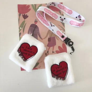 Корейская сумка для подвешивания любовного письма на шею с милым девичьим сердечком, плюшевый кошелек для монет, студенческий ключ, монета, сумка для наушников