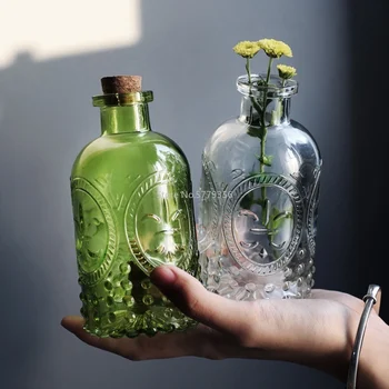 2020 Ретро Ваза Резная Пробковая Бутылка Стеклянная Бутылка Настольная Ваза Бутылка для Ароматерапии Украшение дома