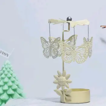 Вращающиеся романтические подсвечники, вращающаяся карусель, чайный подсвечник, украшение стола для рождественской домашней вечеринки