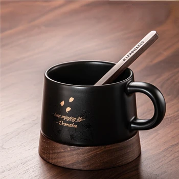 Позолоченная керамическая кружка Fuji Cherry Blossom матовая черная легкая роскошная кофейная чашка подарок на фестиваль Танабата
