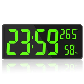 Светодиодные цифровые настенные часы, дисплей с большими цифрами, температура и влажность в помещении, для фермерского дома, дома, классной комнаты, офиса Зеленого цвета